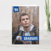 Bleu Bold & Moderne Photo Graduation Invitation (Devant)