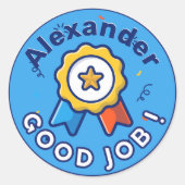 Bleu bon emploi étoile autocollant (Devant)