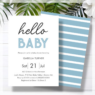 Bleu Bonjour bébé Invitation Baby shower