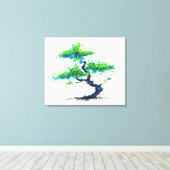 Bleu Bonsai Aquarelle toile Imprimer (Insitu (Plancher de Bois))