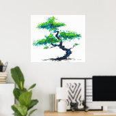 Bleu Bonsai Aquarelles Poster Imprimer (Bureau à domicile)