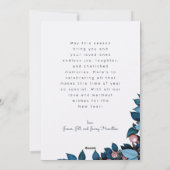 Bleu Botanique 2 Photo Carte de Noël (Dos)