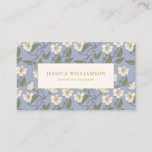 Bleu Botanique Cottagecore Carte de visite floral