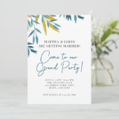 Bleu Botanique Grand Mariage Invitation (Debout devant)