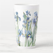 Bleu botanique Iris Fleurs Redoute Latte Mug (Devant)