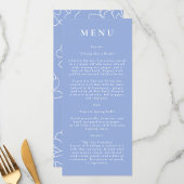 Bleu Botanique Moderne Menu Mariage