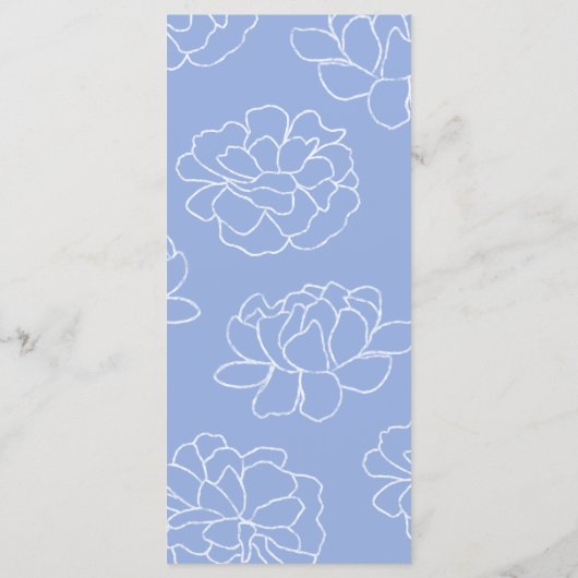 Bleu Botanique Moderne Menu Mariage (Dos)