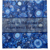 Bleu Botanique Shibori Dit Douche Rideau (Devant)