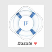 Bleu Bouée Monogramme Vinyl Sticker (Feuille)