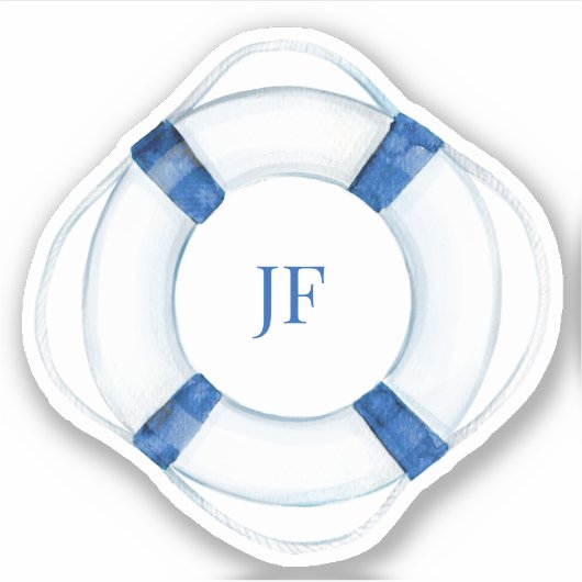 Bleu Bouée Monogramme Vinyl Sticker (Devant)