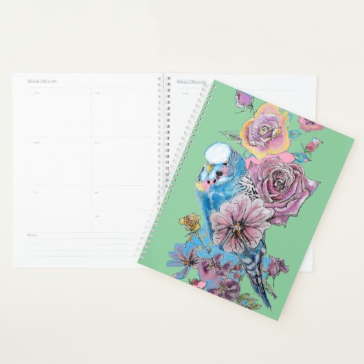 Bleu bougie Rose Aquarelle vert ornithologue (Devant avec enveloppe)