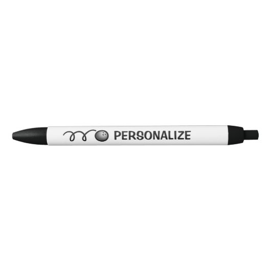 Bleu Boule de bowling personnalisée avec nom logo stylo (Devant)