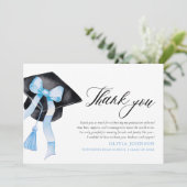 Bleu Bow Coquette Graduation Cap Merci Cartes (Debout devant)