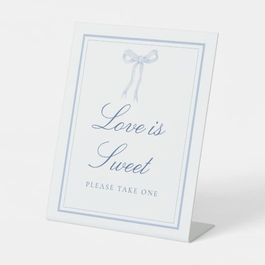 Bleu Bow Coquette Ruban L'amour est doux signe (Recto)