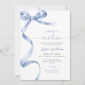 Bleu Bow Sweet 16 Anniversaire Invitation (Devant)
