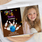 Bleu Bowling Anniversaire Invitations avec photo