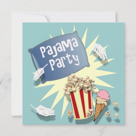 Bleu Boys Sleepover Pajama Party Invitation (Devant)