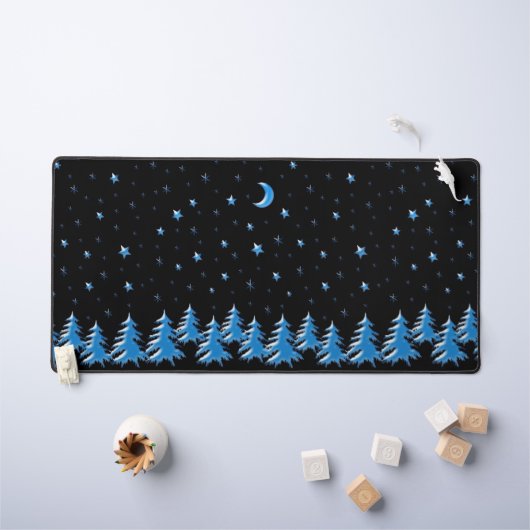 Bleu brillant Arbres de Noël d'hiver, Étoiles sur  (Tableau pour enfants)