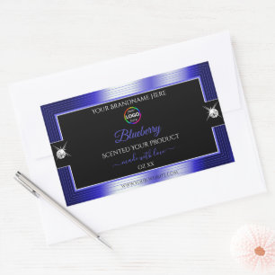 Bleu brillant noir avec logo Étiquette produit