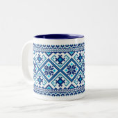 Bleu broderie ukrainienne (vyshyvanka) mug (Devant gauche)