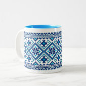 Bleu broderie ukrainienne (vyshyvanka) mug (Devant gauche)