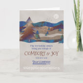 Bleu, Brown Arbres Rustiques Compagnie Cartes de f (Devant)