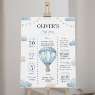 Bleu Brown Ours Anniversaire Jalon Poster