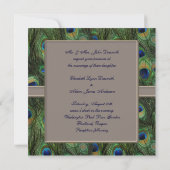 Bleu Brown Peacock Invitations de mariage (Dos)