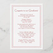 Bleu Brown Plaid Gold Foil Faire-part de graduatio (Verso)