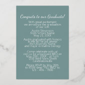 Bleu Brown Plaid Gold Foil Faire-part de graduatio (Verso)
