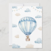 Bleu Brown Teddy Bear Boy Baby shower Invitation (Dos)