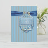 Bleu Brown Vintge Boy Douche Invitation (Debout devant)