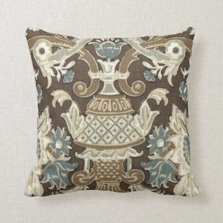 Bleu, brun de Choco, coussin conçu floral gris de