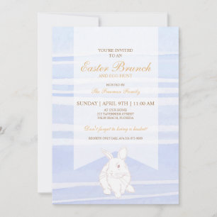Bleu Brunch Bunny Invitation - Aquarelle