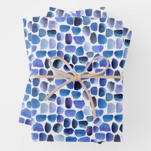 Bleu Brush Strokes Envelopper les feuilles de papi