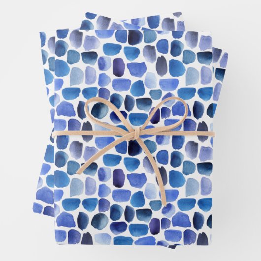 Bleu Brush Strokes Envelopper les feuilles de papi (En situation)