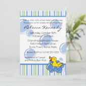 Bleu Bubble Ducky Baby Shower Invitations (Debout devant)