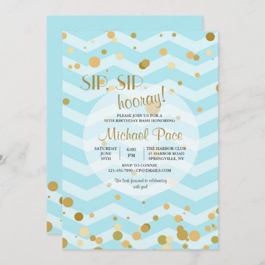 Bleu Bubbly Invitation (Devant / Derrière)