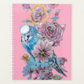Bleu Budgie Rose Aquarelle rose (Devant)