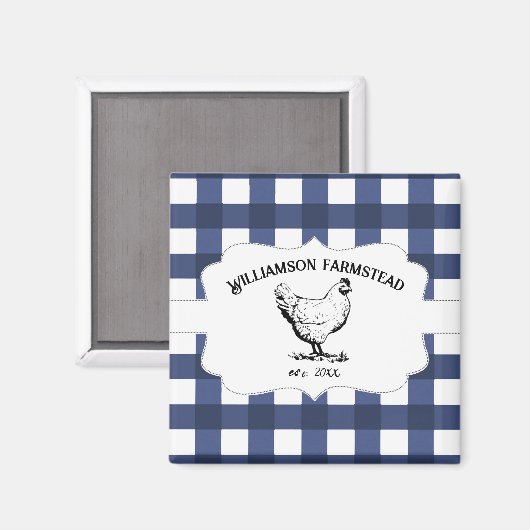 Bleu Buffalo Plaid Agro Poulet Aimant (Recto/Verso)