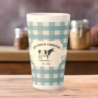 Bleu Buffalo Plaid Farm Cow Latte Mug