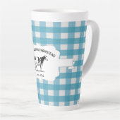 Bleu Buffalo Plaid Farm Cow Latte Mug (Angle droit)