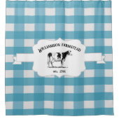 Bleu Buffalo Plaid Ferme Vache Douche Rideau (Devant)