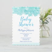 Bleu bulles d'aquarelle Baby shower Invitation (Debout devant)