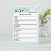 Bleu Bunny Baby shower Mot Début Jeu Carte (Debout devant)