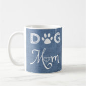 Bleu Burlap Chien Maman Café Mug (Gauche)