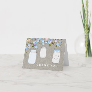 Bleu Burlap Mason Jar Merci