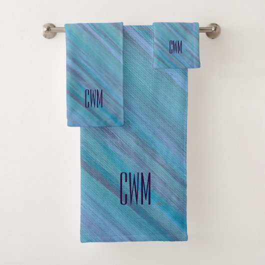 Bleu calme Abstrait | Cool Turquoise Aqua Monogram (En situation)