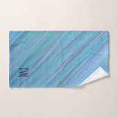 Bleu calme Abstrait | Cool Turquoise Aqua Monogram (Serviette à main)