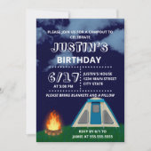 Bleu Camp out Anniversaire Fête Invitation (Devant)
